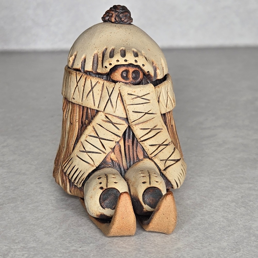 Art Pottery Folk Art Sculpture Gnome Figurine Clay Pottery Whimsical‎ Decor